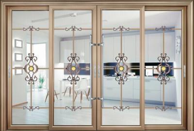 Китай Золотые поверхностные алюминиевые раздвижные двери, большие алюминиевые раздвижные двери ISO14001 продается