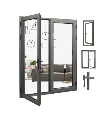China Vertikales Schwingen-Aluminiumflügelfenster-Türen, interne doppelte Flügelfenster-Tür ISO9001 zu verkaufen