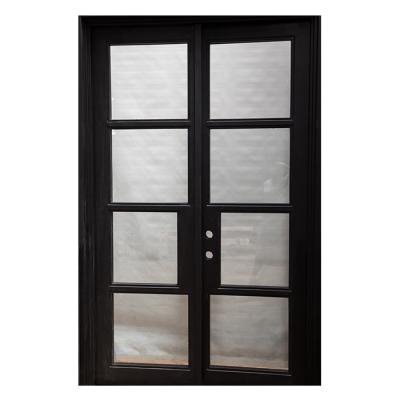 China ODM Patio Black Aluminium Frame Glass Door With Grids One Side Fixed Or Swing for sale
