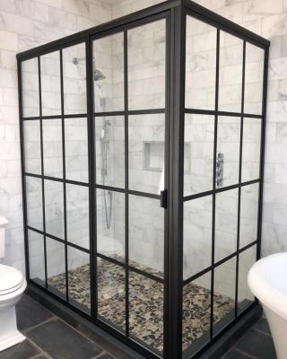 China Clear Anodized Aluminium Shower Sliding Doors Interior Frosted Glass for sale
