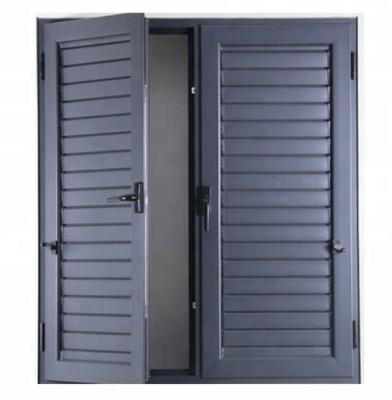 China Internal Aluminium Louver Doors Swing Up And Down With Frosted Glass Panels for sale