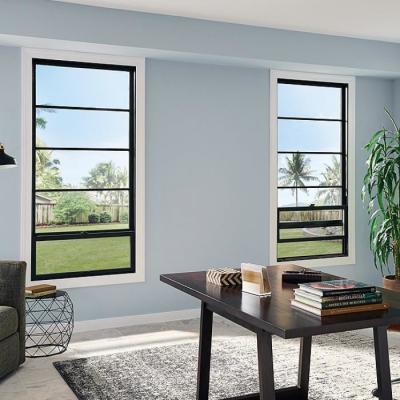 China Vertical Up And Down Sliding Windows French Aluminum White Frame for sale