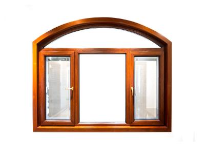 China Wood Drain Frame Aluminium Casement Window Two Sides Open With Mesh for sale