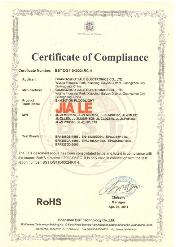 RoHS - Guangdong Jiale Electronics Co.,Ltd