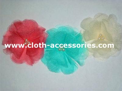 China Artificial  Rose Fabric Flower Corsage Shell Lace With Stitched Pearl for sale