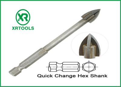 China Hex Shank Metric Masonry Drill Bits Cross Carbide Tip For Glass / Ceramic Tile for sale