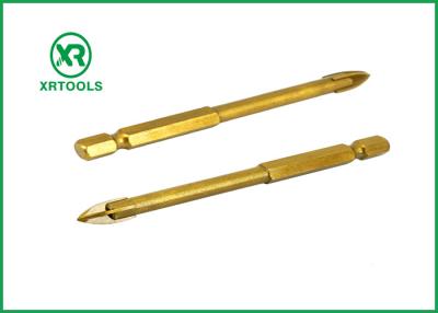 China Titanium Coated Glass Metric Masonry Drill Bits Gold Color Welded Process for sale