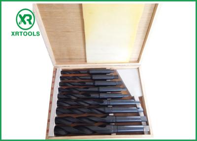 China Roll Forged / Milled HSS Taper Shank Drill Bit Set With Wooden Box DIN 345 for sale