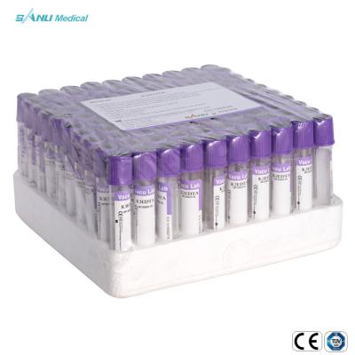 China CE ISO Disposable Serum Blood Collection Tube Purple 2ml 3ml 4ml 5ml EDTA K2 K3 Tube for sale
