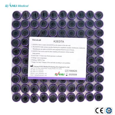 China 100pcs Tray Lavender Top Blood Tube sterile 6ml EDTA Whole Blood Tube for sale