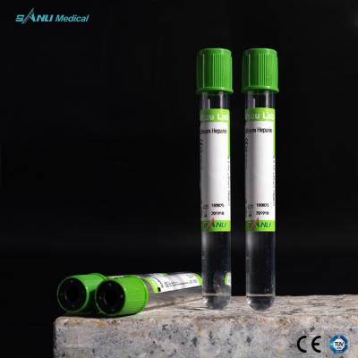 China Blood Collection Green Top Heparin Tube Coated Spray Dried Lithium Heparin for sale
