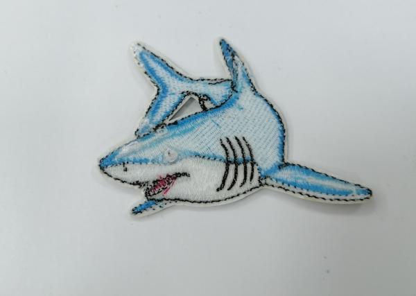 Embroidery Clothes Shark Labels Heat Transfer Patches Washable Customized