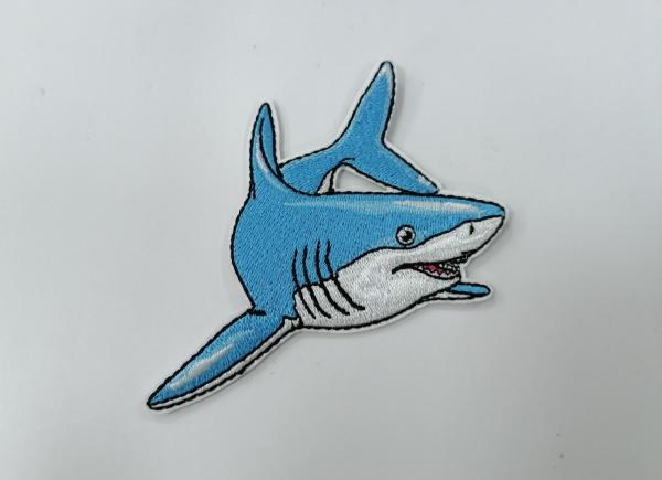 Embroidery Clothes Shark Labels Heat Transfer Patches Washable Customized