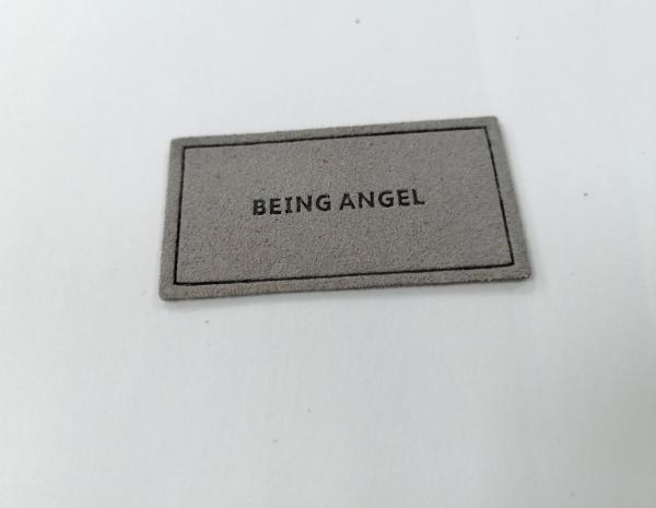 Microfiber Embossed Logo PU Leather Label Sew On Clothing Customize Design