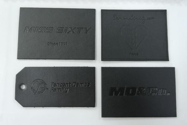 Embossed Logo Suede Microfiber PU Leather Label Washable Custom Color