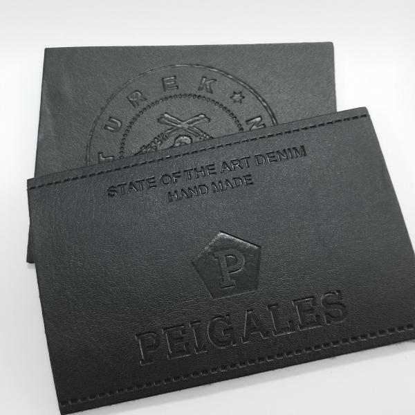 Custom Embossed Leather Patches , PU Leather Labels Fashionable Design