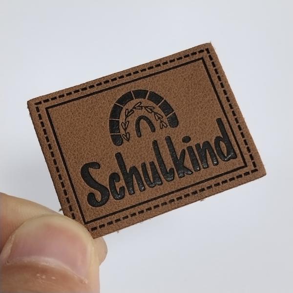 Microfiber Embossed Logo PU Leather Label Sew On Clothing Customize Design