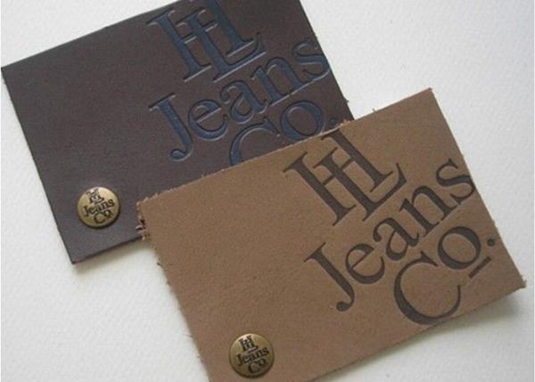 Durable Adhesive Jeans Leather Patch Labels , Custom Leather Shoulder Patches