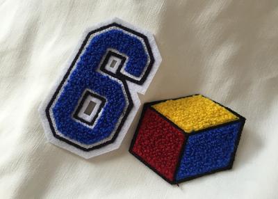 China Personalized Embroidered Number Patches , Iron On Embroidered Letter Patches for sale