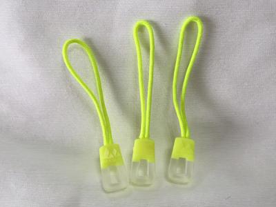 China Novelty Transparent Rubber Zipper Puller With Woven Fabric String for sale