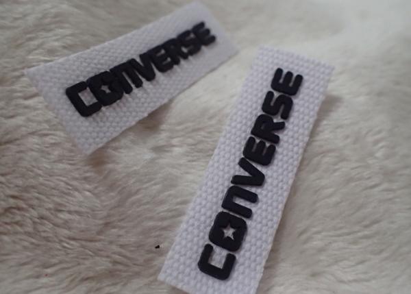 Converse 3D Silicone Logo Patches Black Soft For Clothing Neck Label