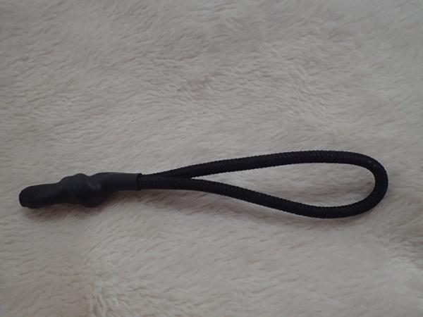 Black Zipper Puller With Nylon Cord With Rubber Ending For Garment , Bag