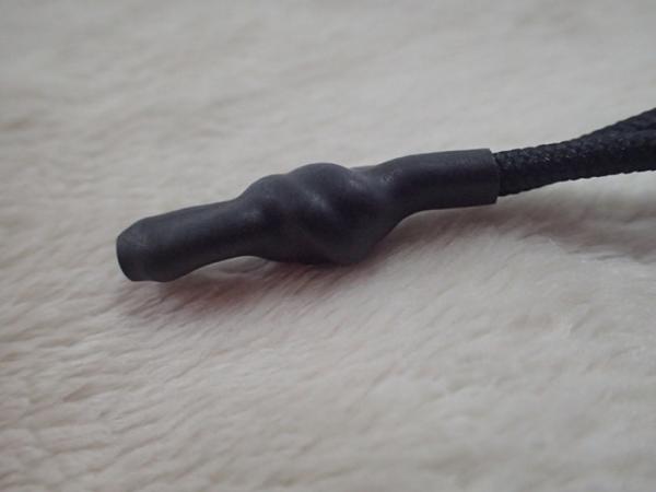 Black Zipper Puller With Nylon Cord With Rubber Ending For Garment , Bag