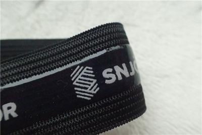 Chine Bande élastique molle de polyester de mode, bande élastique noire avec le logo d'impression d'écran à vendre