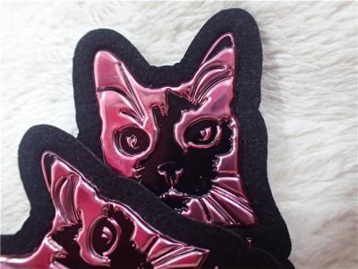 China Durable Embossed Leather Patches Red TPU Logo / Leather Clothing Labels for sale
