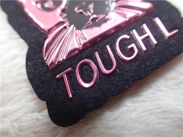 Durable Embossed Leather Patches Red TPU Logo / Leather Clothing Labels