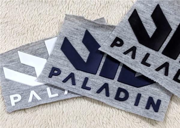 Heat Transfer Silicone Label , Embossed Logo PVC Rubber Patch For Garments