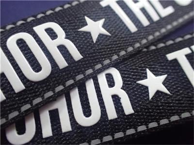 China Customized Shiny Silicone Woven Clothing Labels, Printing Logo On Tape For Cloth for sale