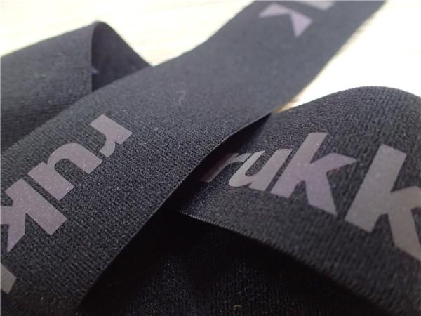 Heat Transfer Logo On Polyester Elastic Webbing / Clothing Elastic Band