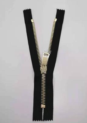 China Gold Color Teeth Metal Zips For Bags / Heavy Duty Metal Zippers for sale