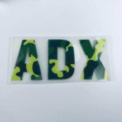 China Camouflage 3D Silicone Heat Transfer Labels With Your Own Logo for sale
