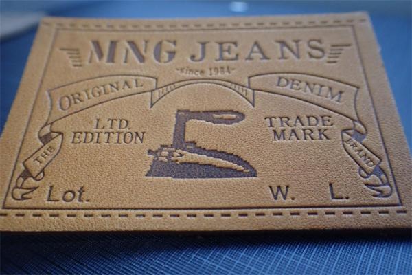 Eco Friendly Jeans Leather Patch Labels Embossed Logo For Uniform