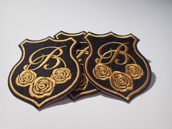 Eco Unique Style Custom Embroidered Patch Gold Rose Raised Effect