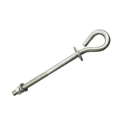 China Hot Dip Galvanized Aerial Cable Fitting Iron Suspension Anchor Hook Pigtail Hook for sale