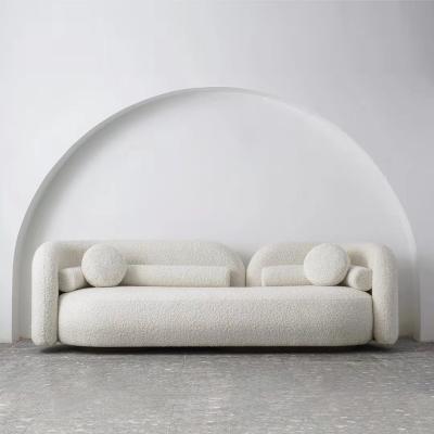 China Three Dimensional White Teddy Velvet Couch Sofa Polyester Fiber for sale
