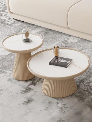 China PU Pedestal Marble Top Wood Coffee Table Round Bowl Shaped for sale