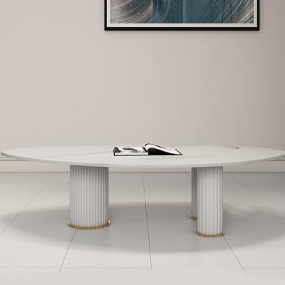 China Modern Marble Topped Pedestal Coffee Table Irregular Shape for sale