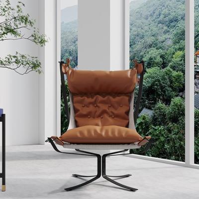 China Leisure Ergonomic Brown Leather Lounge Chair Modern Leisure Chair for sale