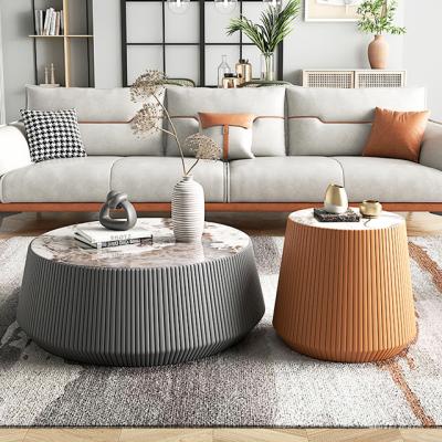 China Microfiber Leather Round Rock Coffee Table Luxury Style ODM for sale