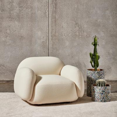 China 160cm Creative Leisure White Teddy Armchair Tufted Design for sale