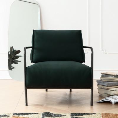 China Metal Frame Fabric Leisure Chair Green Upholstered Fabric Chair for sale