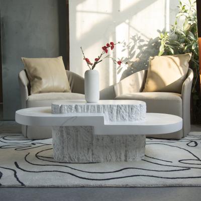 China Simple Nordic Oval Coffee Table Synthetic FRP + Marble Material for sale