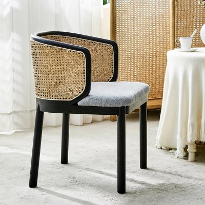 China Hotel Restaurant Upholstered Wooden Chair Rattan Back 55*53*77 for sale