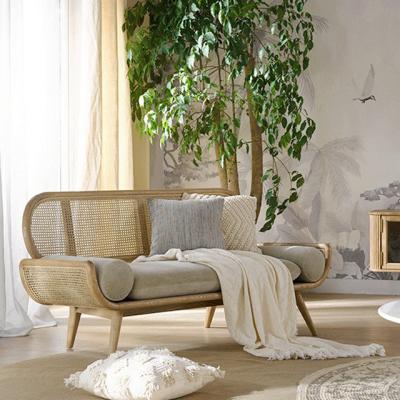 China Bedroom Rattan Linen Sofa Linen Filled Sponge Seat Bag for sale