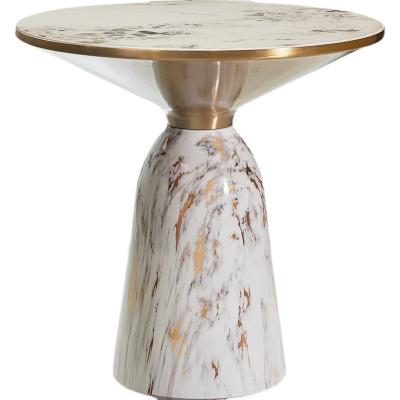 China Stainless Steel White Marble Top Circular Coffee Table 50*50 for sale