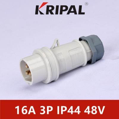 China IEC Standard IP44 Waterproof Low Voltage Power Plug 48V 3P 16A 12H for sale